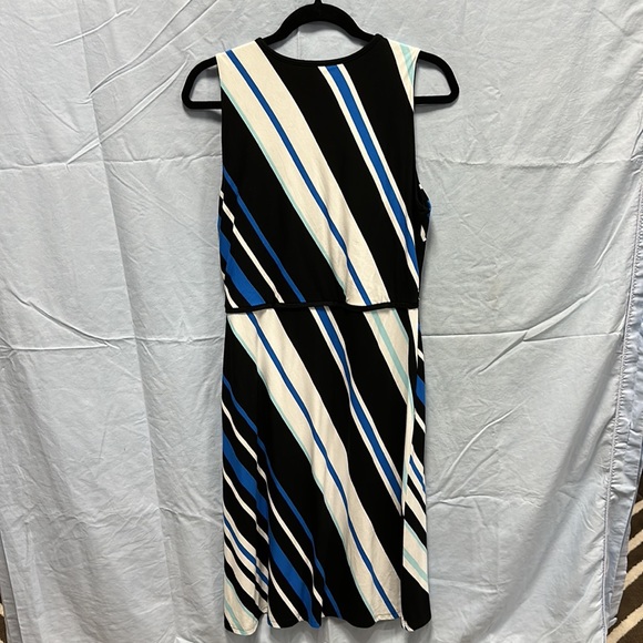 White House Black Market blue, black, white stripe wrap dress, M, new w/tags - Picture 5 of 5
